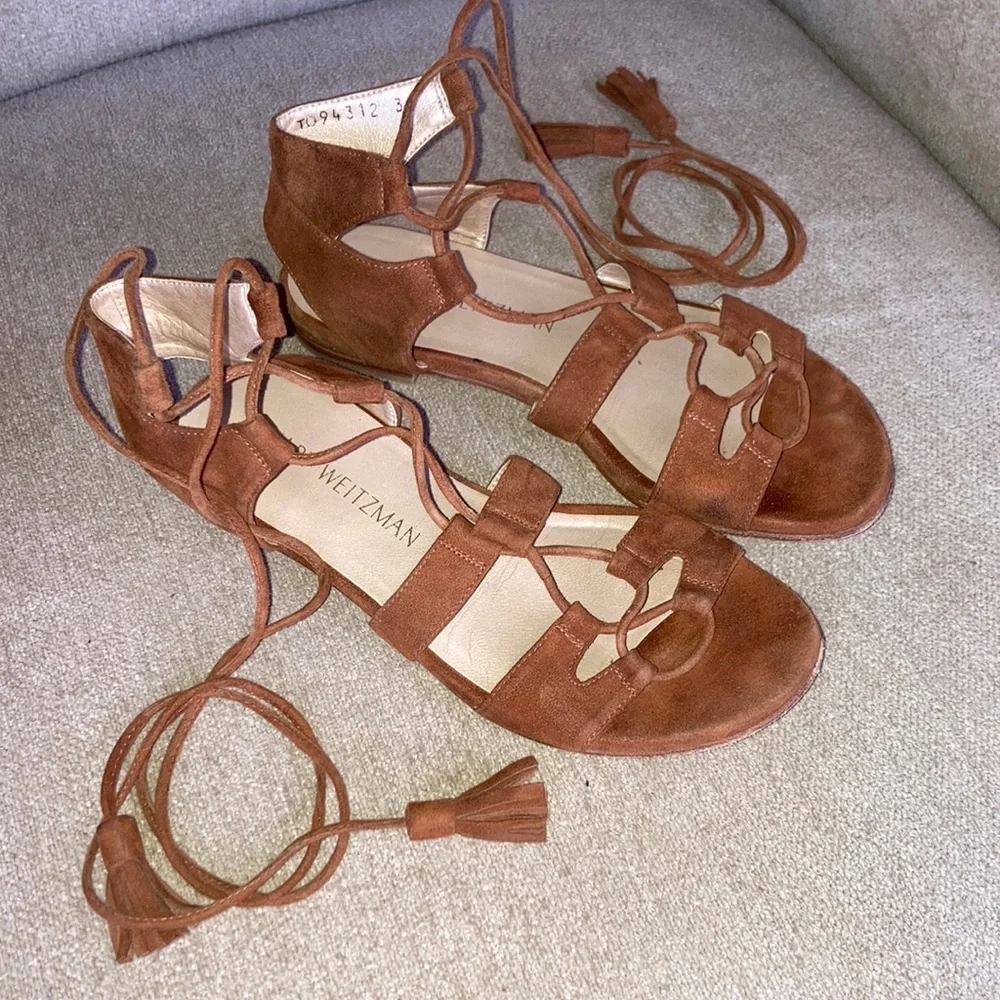 STUART WEITZMAN Roman flat Suede Gladiator Sandal Womens Size EU 35 - Picture 2 of 14